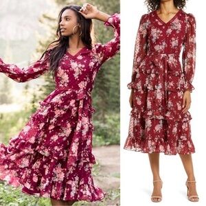 Rachel Parcell Joanna Floral Ruffled Midi Dress